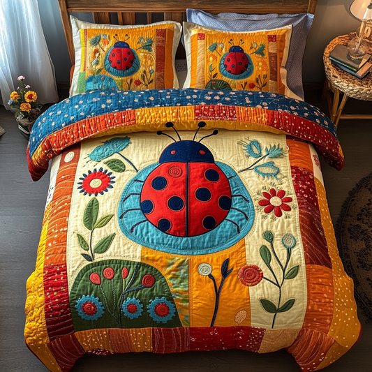 Red Charm 3-Piece Quilted Bedding Set NCU0VH3144