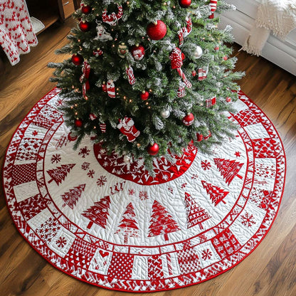 Red Delight Christmas Quilted Tree Skirt NCU0NT2227