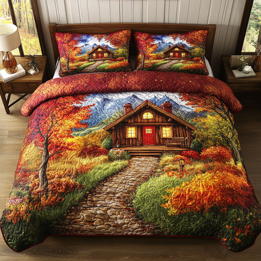 Red Door Cabin 3-Piece Quilted Bedding Set NCU0VL2853