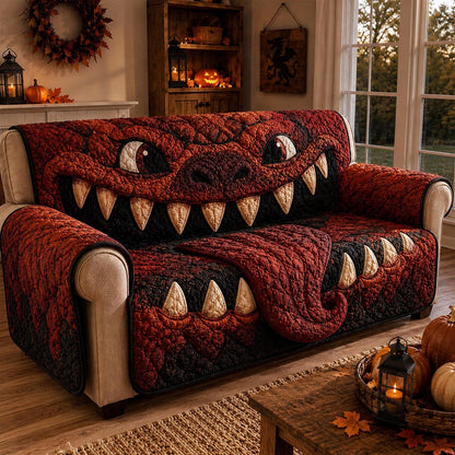 Red Dragon Monster Mouth Quilted Sofa Cover NCU0DV9996