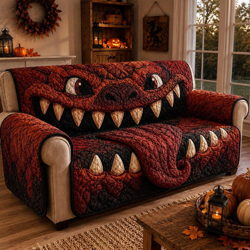 Red Dragon Monster Mouth Quilted Sofa Cover NCU0DV9996