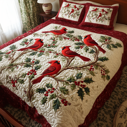 Red Feather Elegance 3-Piece Quilted Bedding Set NCU0VH1117