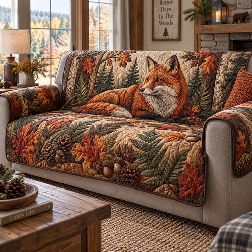 Red Fox Autumn Forest Quilted Sofa Cover NCU0DV10099