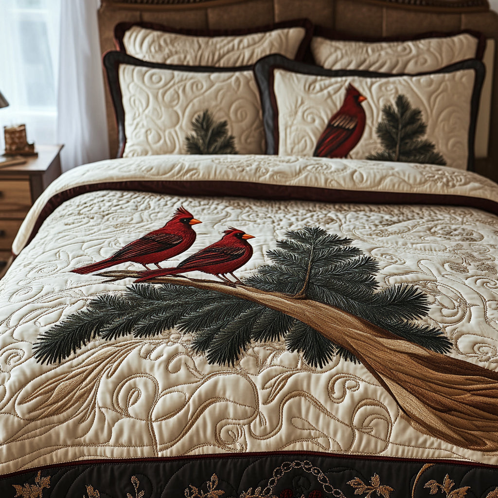 Red Harmony 3-Piece Quilted Bedding Set NCU0DV8926