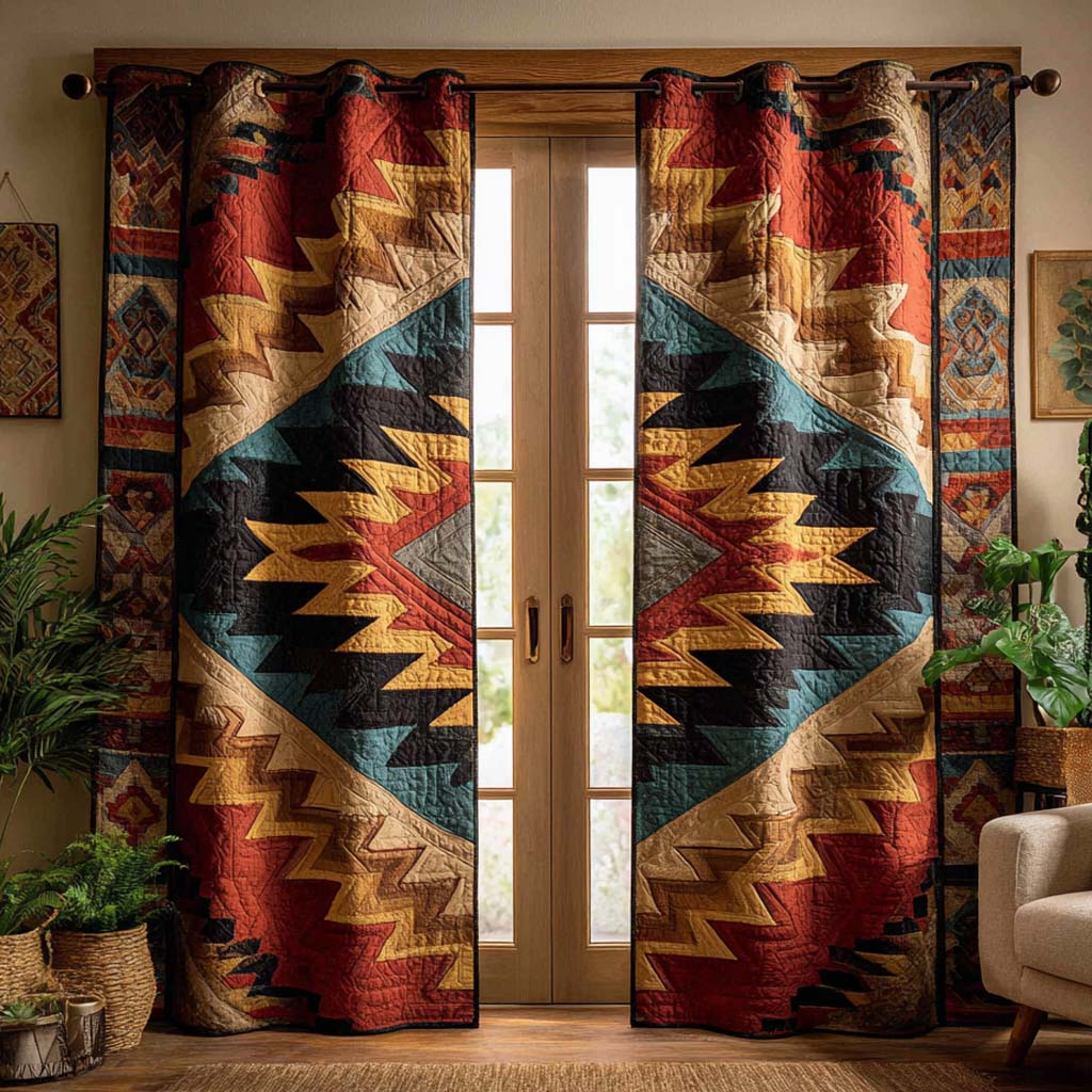 Red Mesa Spirit Quilted Curtains NCU0XD1878