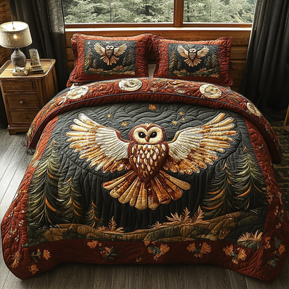 Red Owl 3-Piece Quilted Bedding Set NCU0DV6133