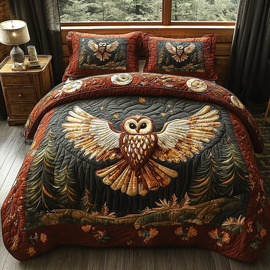 Red Owl 3-Piece Quilted Bedding Set NCU0DV6133