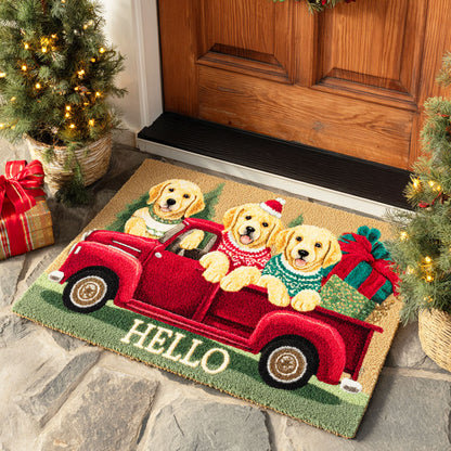 Festive Golden Retriever Doormat NCU0VT272