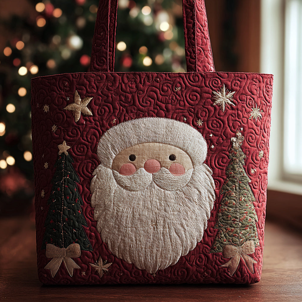 Red Santa Claus Quilted Tote Bag NCU0HH251