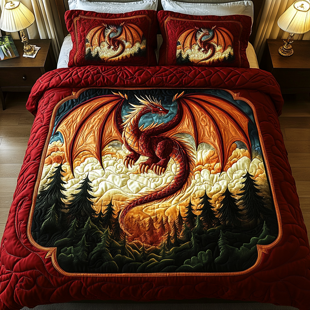 Red Sentinel 3-Piece Quilted Bedding Set NCU0VH627
