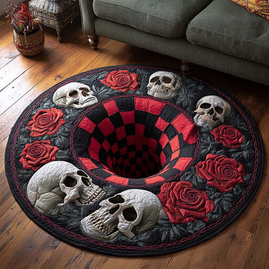 Red Skull Circle Quilted Round Mat NCU0NT9929