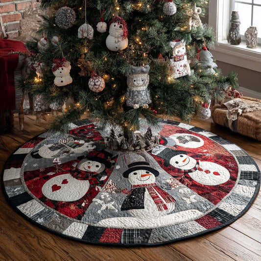 Red Snowman Circle Quilted Tree Skirt NCU0XD2097