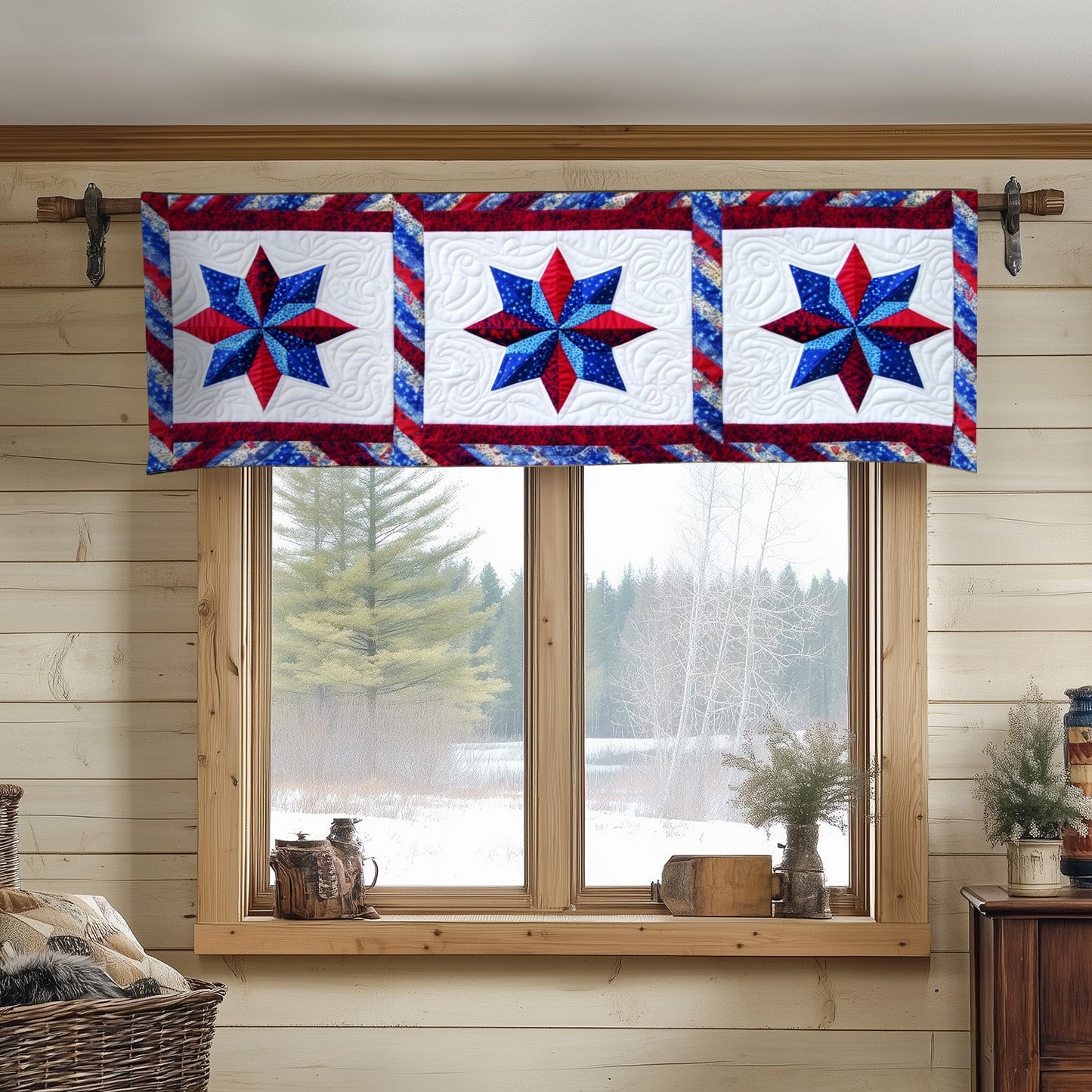 Red Starry Quilted Valance NCU0NT6662