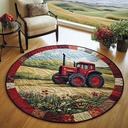 Red Tractor Days Quilted Round Mat NCU0PT6371