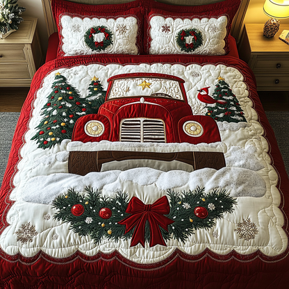 Red Truck 3-Piece Quilted Bedding Set NCU0DK10062