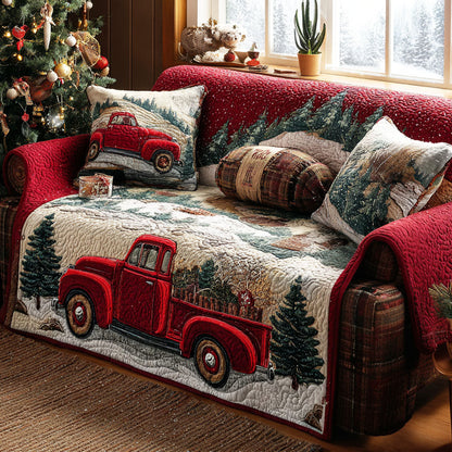 Red Truck Cabin Quilted Sofa Cover NCU0TV882