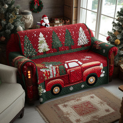 Red Truck Christmas Magic Quilted Sofa Cover NCU0PT9680