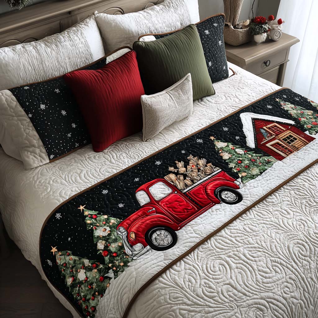 Red Truck Quilted Bed Runner NCU0NT9606