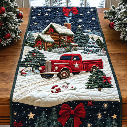 Red Truck Winter Journey Quilted Table Runner NCU0DK1455