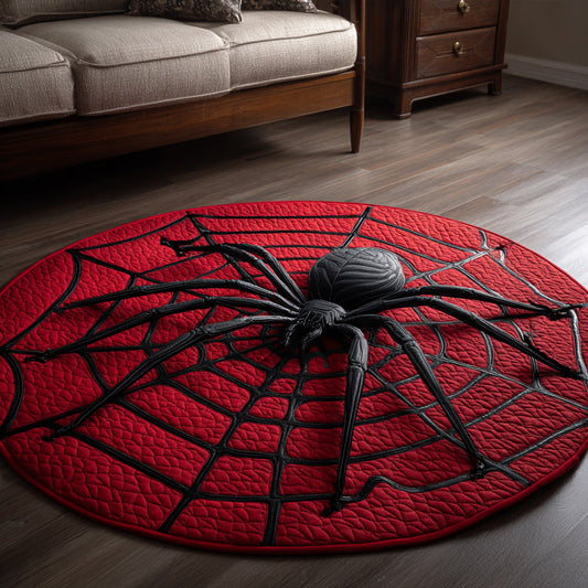 Red Web Spider Quilted Round Mat NCU0HH594