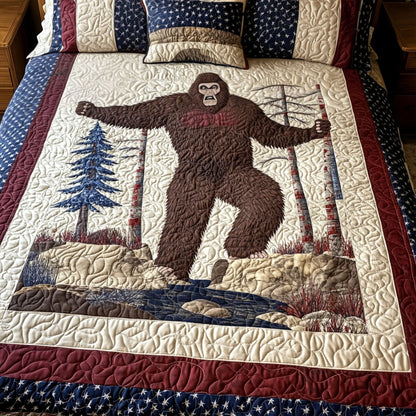 Red White Bigfoot 3-Piece Quilted Bedding Set NCU0PT7724