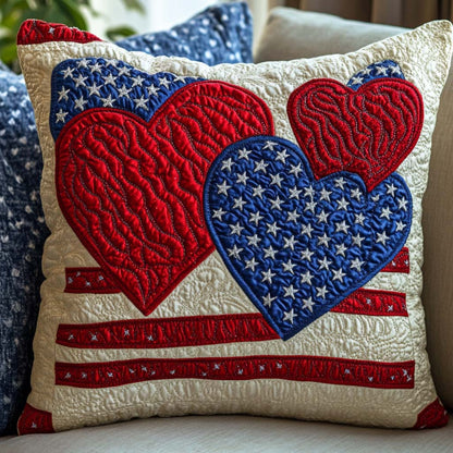 Red White Bloom Quilted Pillow Case NCU0NT7661