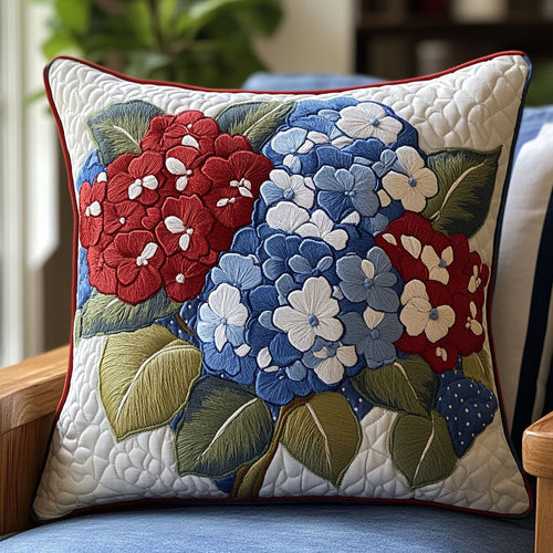 Red White Blue Blooms Quilted Pillow Case NCU0PT7236