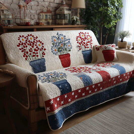 Red White Blue Charm Quilted Sofa Cover NCU0PT11335