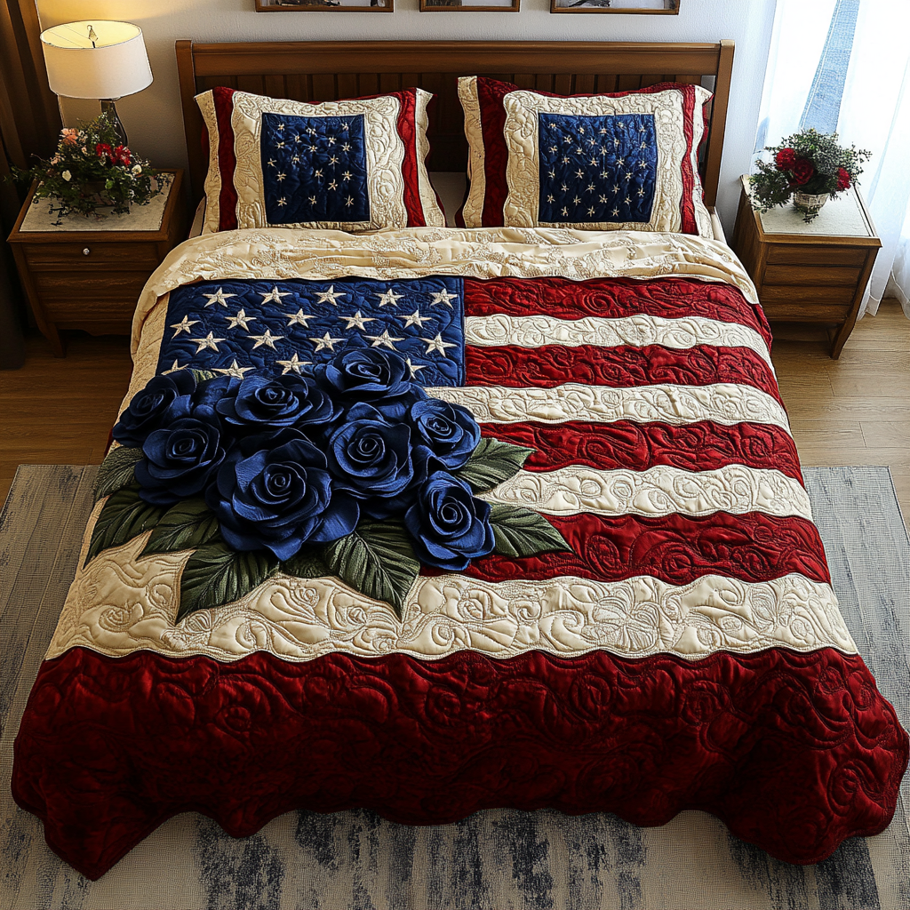 Red White Wild 3-Piece Quilted Bedding Set NCU0DK8464