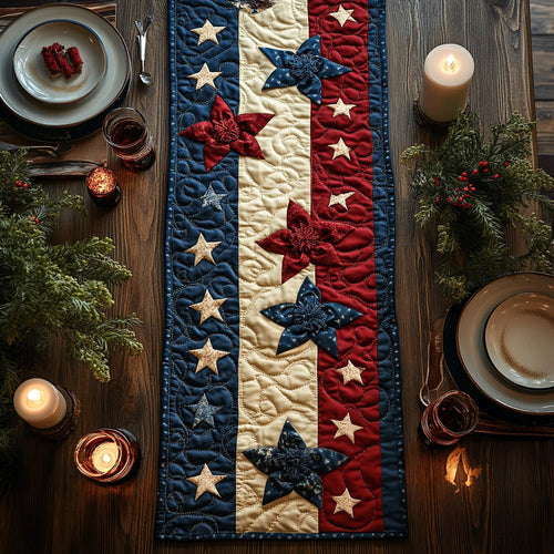 Red White Woven Quilted Table Runner NCU0DV6565