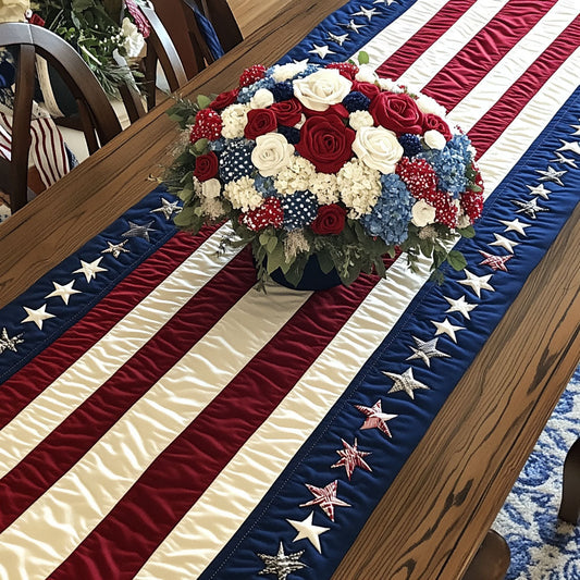 Red White and Blue Celebration Quilted Table Runner NCU0PT5480