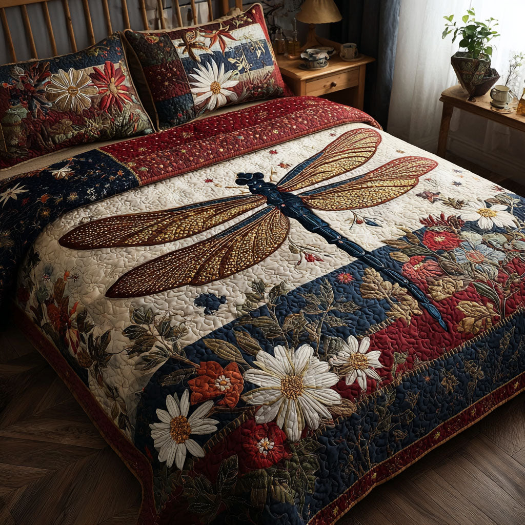 Dragonfly 3-Piece Quilted Bedding Set NCU0VT195