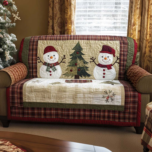 Red and Gold Quilted Sofa Cover NCU0NT10968