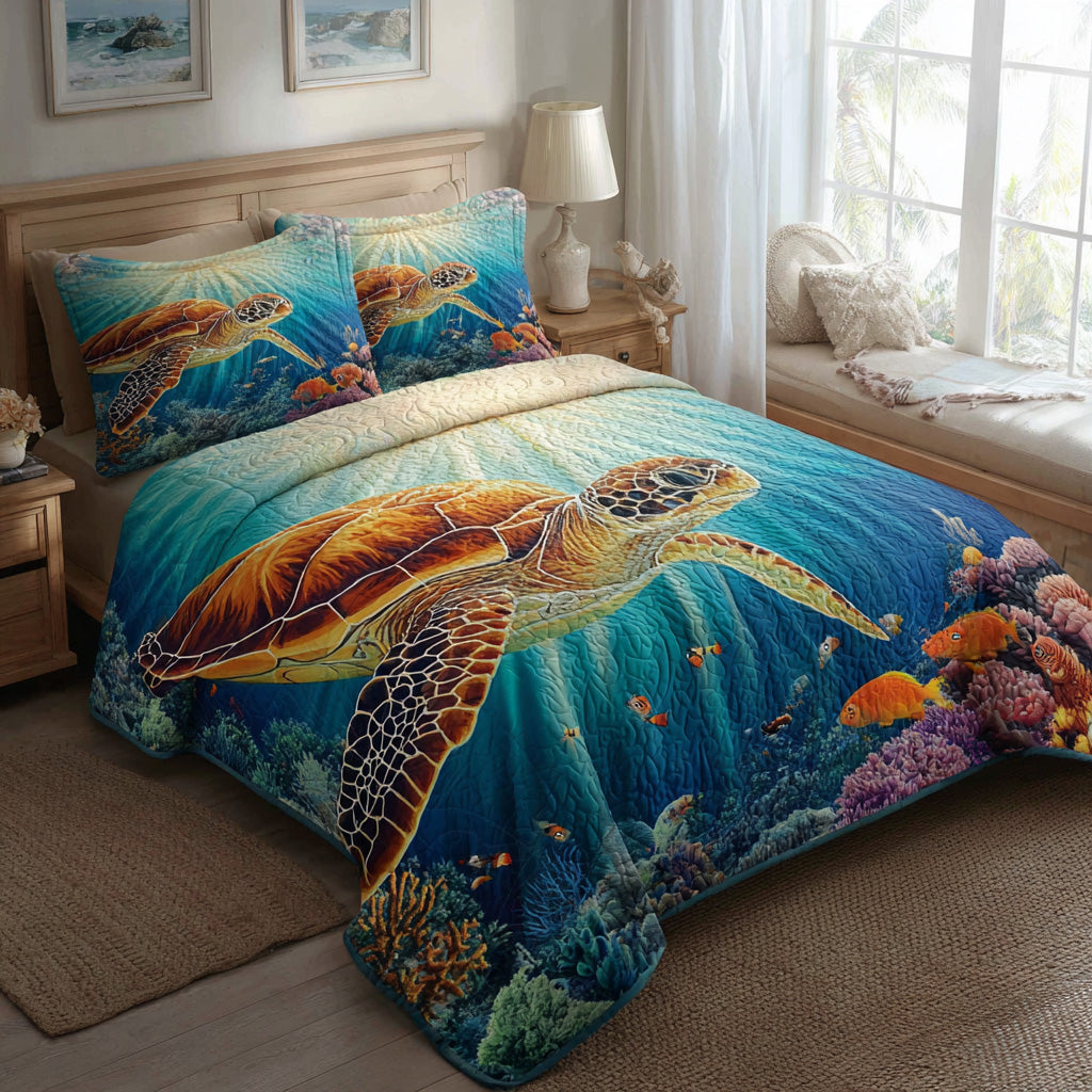 Reef Horizon 3-Piece Quilted Bedding Set NCU0VL3164