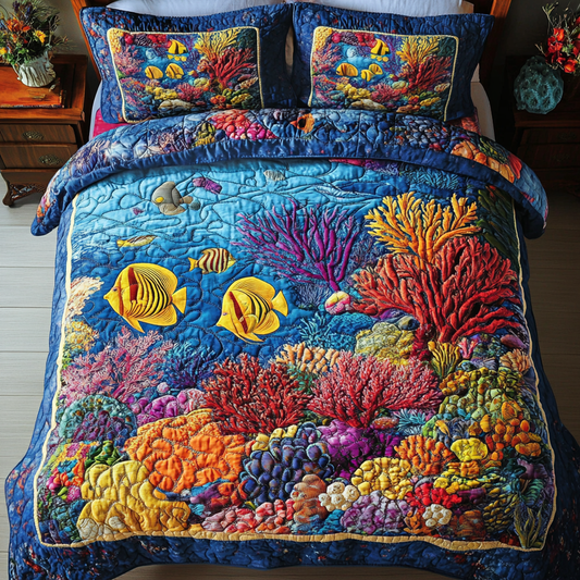 Reef Radiance 3-Piece Quilted Bedding Set NCU0DK5977