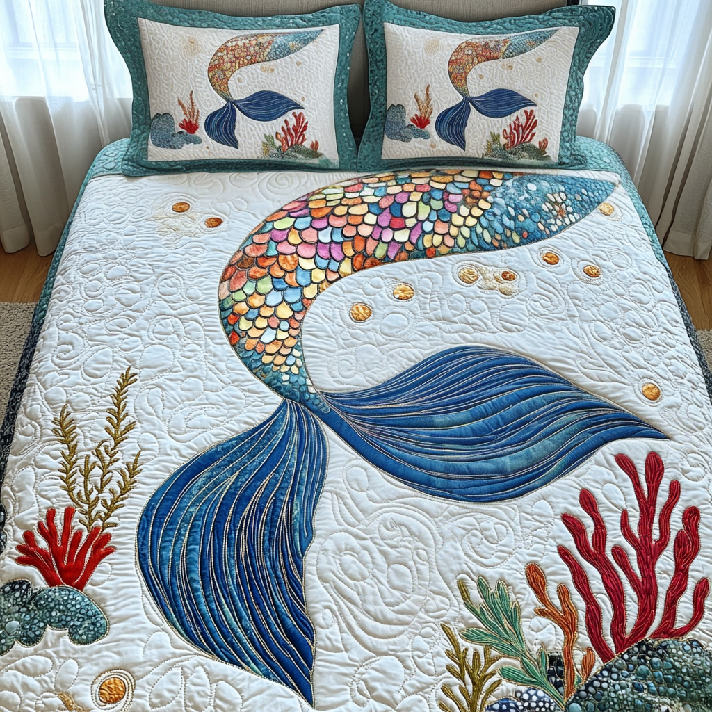 Reef Romance 3-Piece Quilted Bedding Set NCU0DV1922