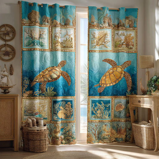 Reef Turtle Story Quilted Curtains NCU0TV974