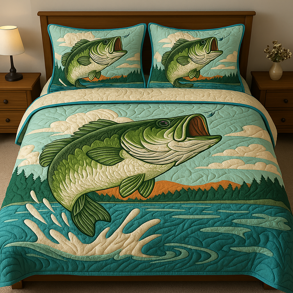 Reel Life 3-Piece Quilted Bedding Set NCU0VH4493
