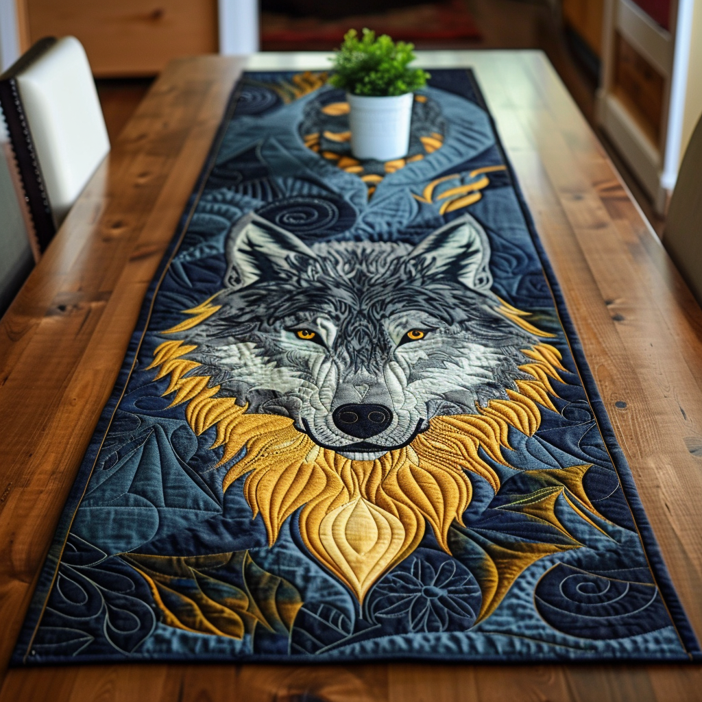 Regal Wolf Quilted Table Runner NCU0TH129