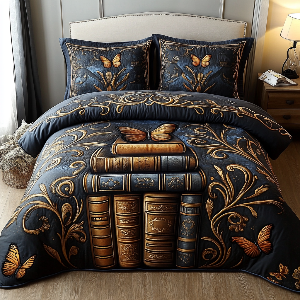 Regal Butterfly Tome 3-Piece Quilted Bedding Set NCU0VL1315