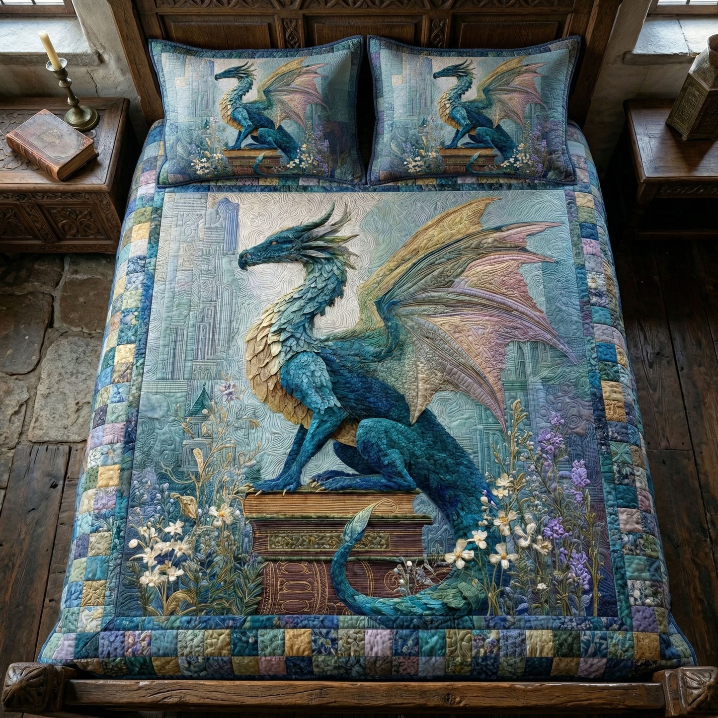 Regal Dragon 3-Piece Quilted Bedding Set NCU0NT12674
