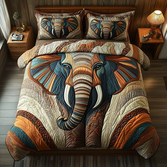Regal Elephant 3-Piece Quilted Bedding Set NCU0DK9579