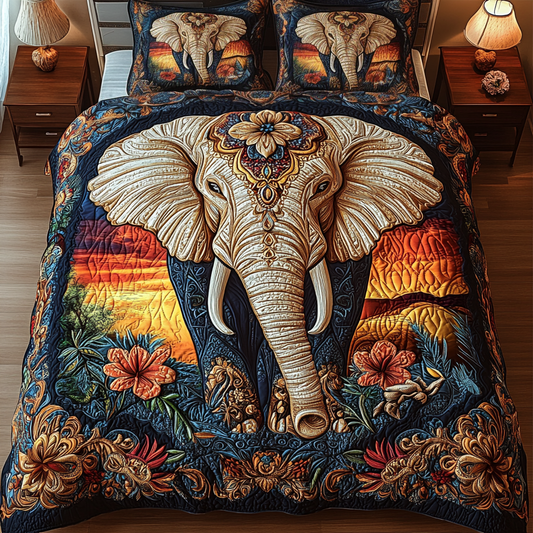 Regal Elephant 3-Piece Quilted Bedding Set NCU0VH1164