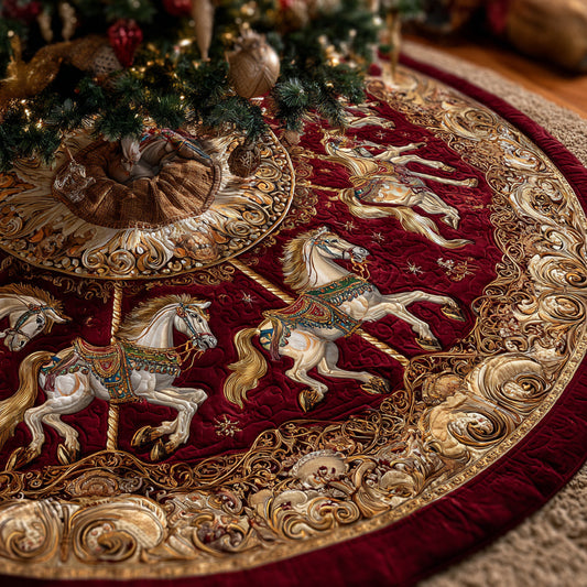 Regal Merry-Go-Round Quilted Christmas Tree Skirt NCU0HH863