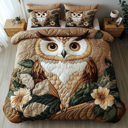 Regal Owl 3-Piece Quilted Bedding Set NCU0DK7706