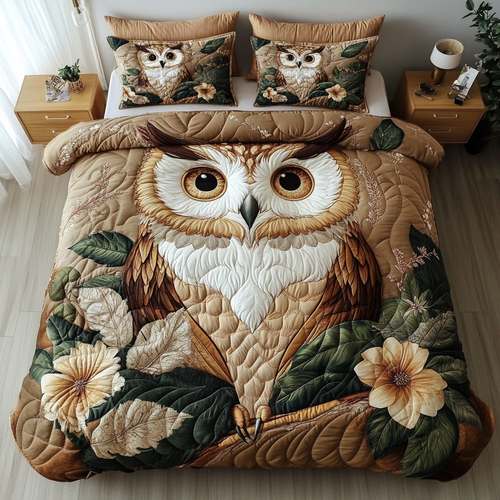 Regal Owl 3-Piece Quilted Bedding Set NCU0DK7706