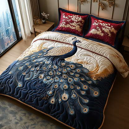 Regal Peacock 3-Piece Quilted Bedding Set NCU0DV5827