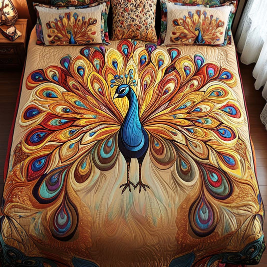 Regal Peacock Display 3-Piece Quilted Bedding Set NCU0NT2373