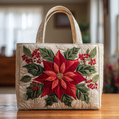 Regal Poinsettia Quilted Tote Bag NCU0HH305