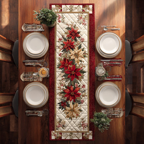 Regal Poinsettia Stripe Quilted Table Runner NCU0HH782